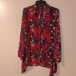 context top size large color red floral tops